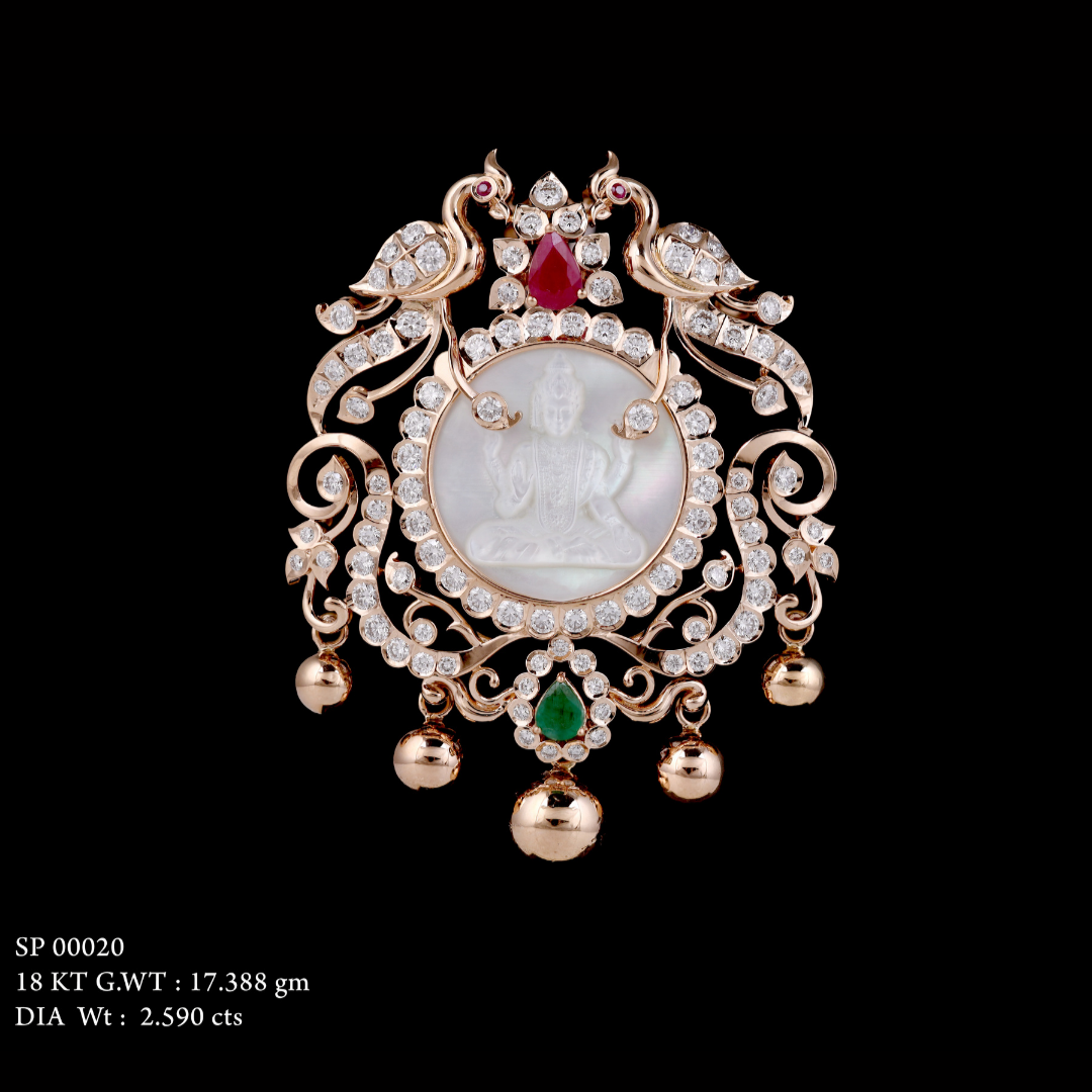 Kimtee Jewellers - God Laxmi Peacock MOP Pendant